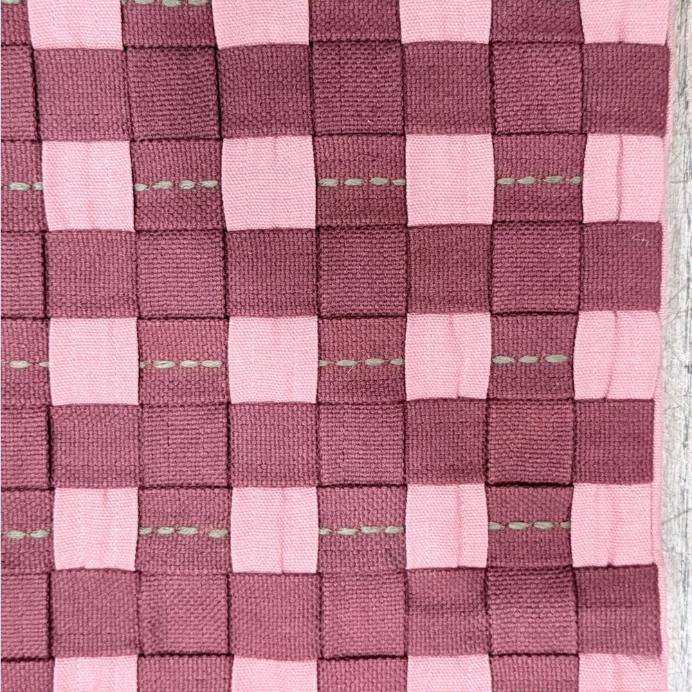 William Sonoma 20x20” Pillow Cover Basket Weave Checker Pink Maroon (prototype)